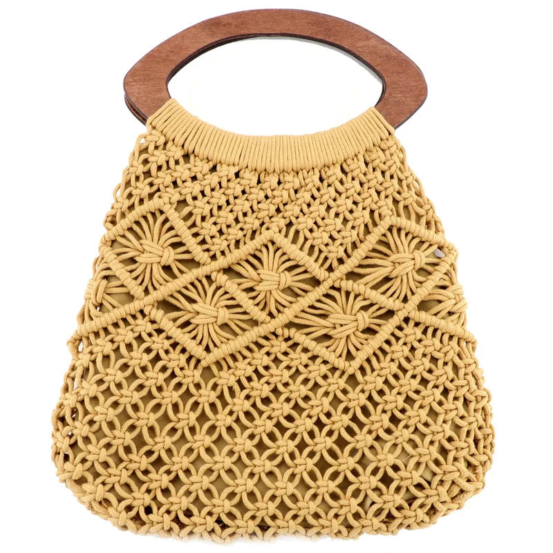 Femlion Handwoven Straw Bag: Stylish Portable Beach Handbag