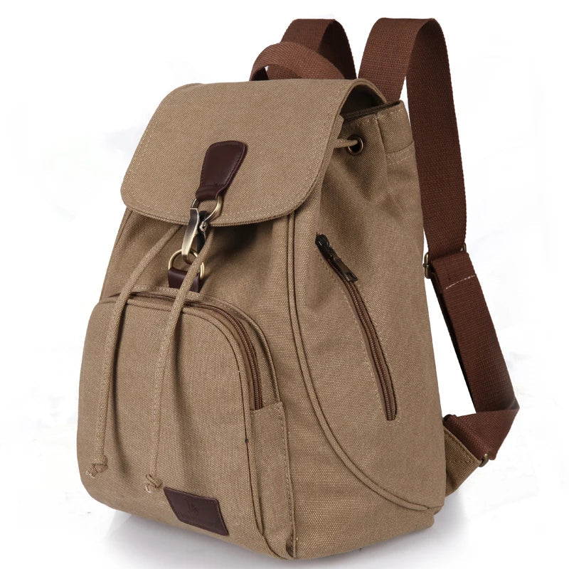 Femlion Vintage Canvas Backpack: Stylish Drawstring School Bag for Girls