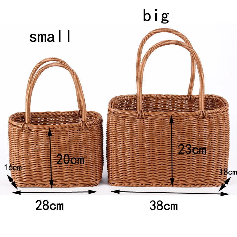 Femlion Handcrafted Rattan Tote Bag for Shopping, Picnics, Beach - Large Size