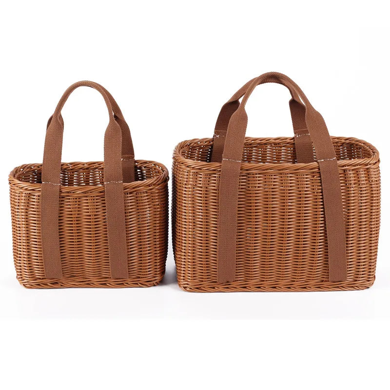 Femlion Handcrafted Rattan Tote Bag for Shopping, Picnics, Beach - Large Size