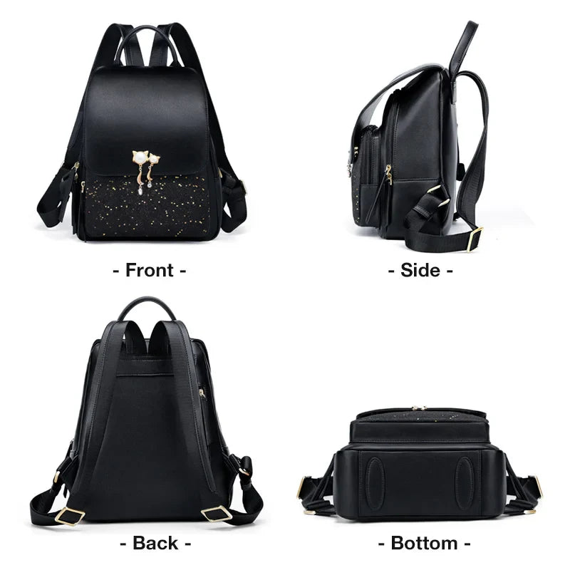 Femlion Patchwork Zipper Backpack for Women with Large Capacity and Stylish Design