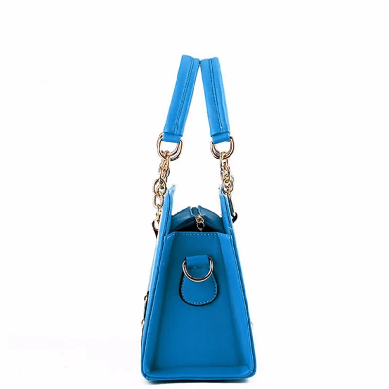 Femlion 3D Printed Pu Leather Shoulder Bag with Chain - Women's Tote