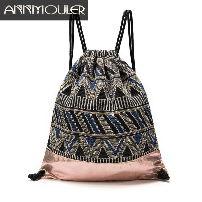 Femlion Tribal Drawstring Backpack: Bohemian Rucksack Bag, High Quality Shoulder Bag