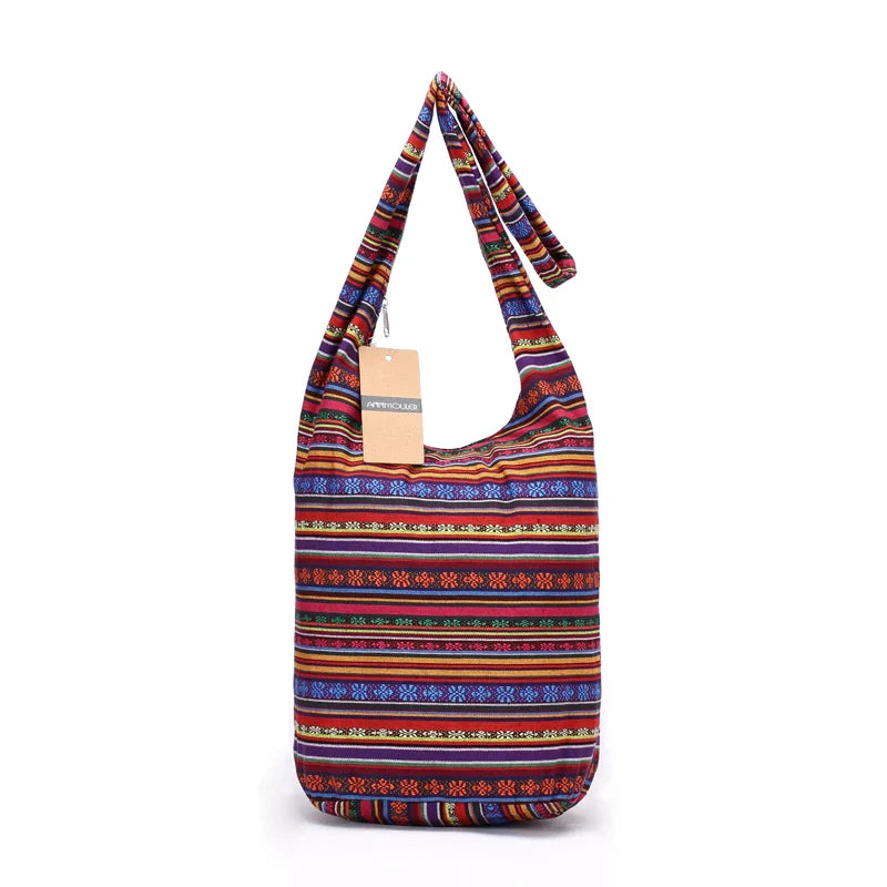 Femlion Tribal Hobo Bag: Large Capacity Soft Cotton Shoulder Sling Chest Bag