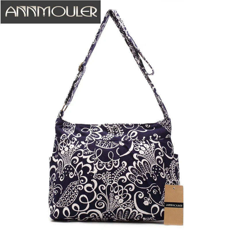 Femlion Elephant Print Bohemian Shoulder Bag Vintage Crossbody Messenger Bag