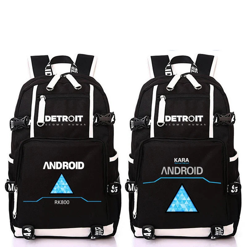 Femlion Detroit Become Human Game USB Backpack - Anime School Laptop Shoulder Bag