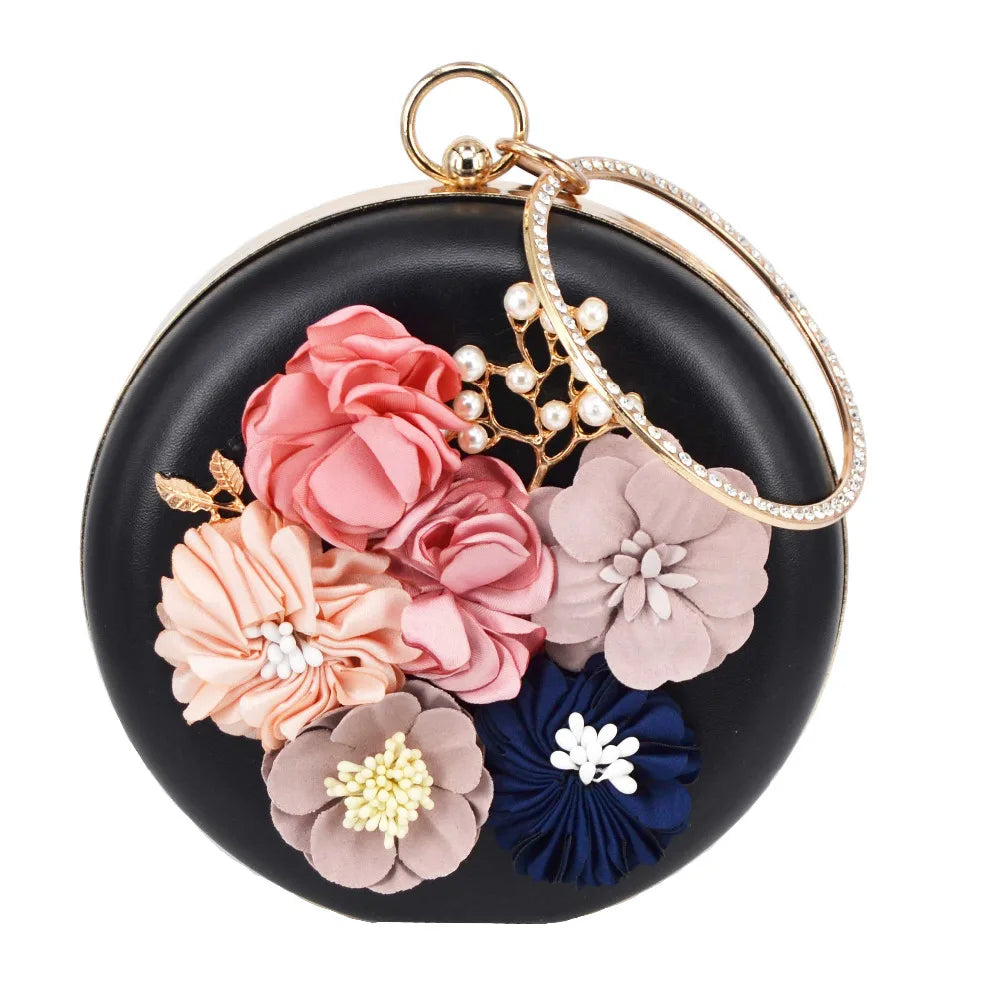 Femlion Roundness Clutch Bag | Lady Flower Wedding Party Purse | Evening Clutches Wristlets