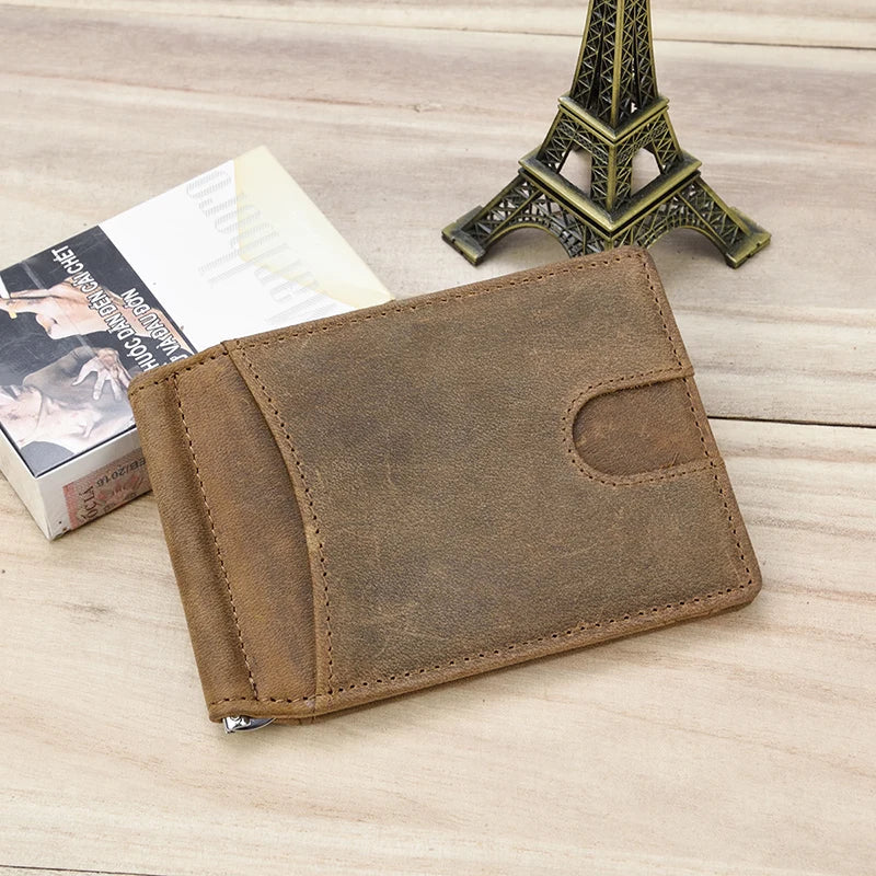 Femlion Men's Genuine Leather Money Clip Wallet.