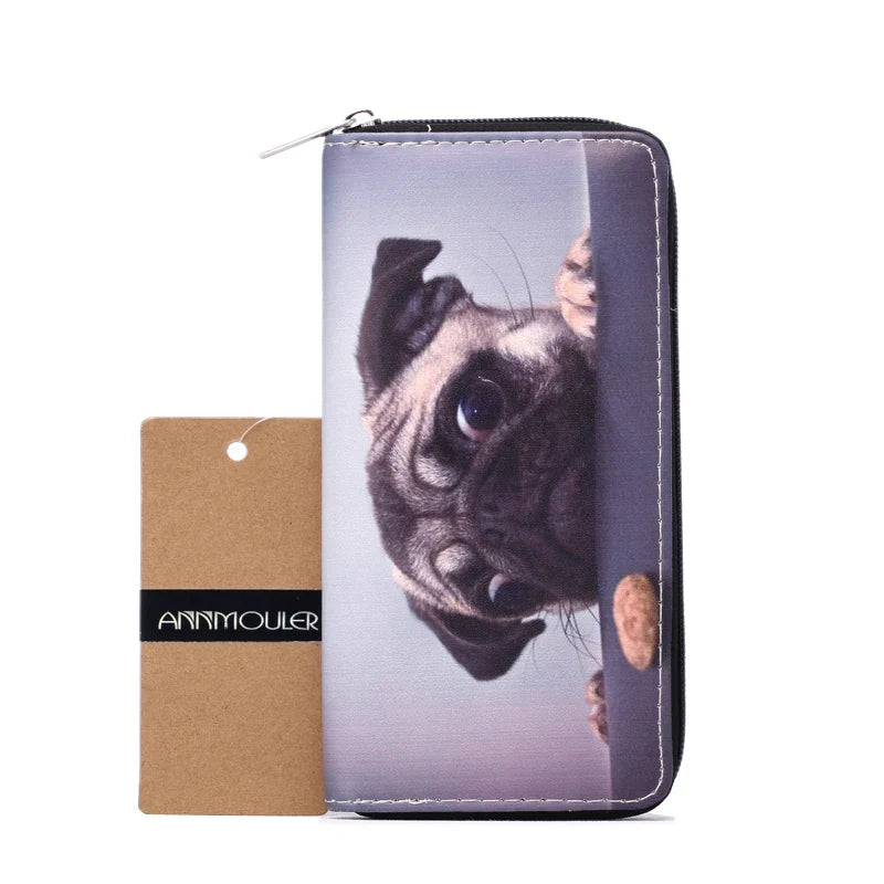 Femlion Dog Print Women's PU Leather Wallet: Stylish Long Coin Purse & Card Holder