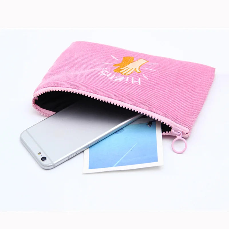 Femlion Corduroy Zipper Wallet for Women: Stylish Money & Phone Holder with Chic Design