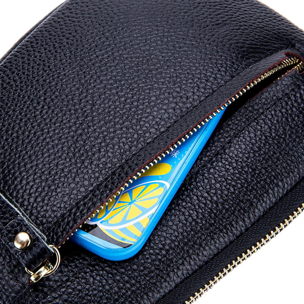 Femlion Genuine Leather Panelled Clutch Wallet Colorful Coin Purse Luxury Card Holder