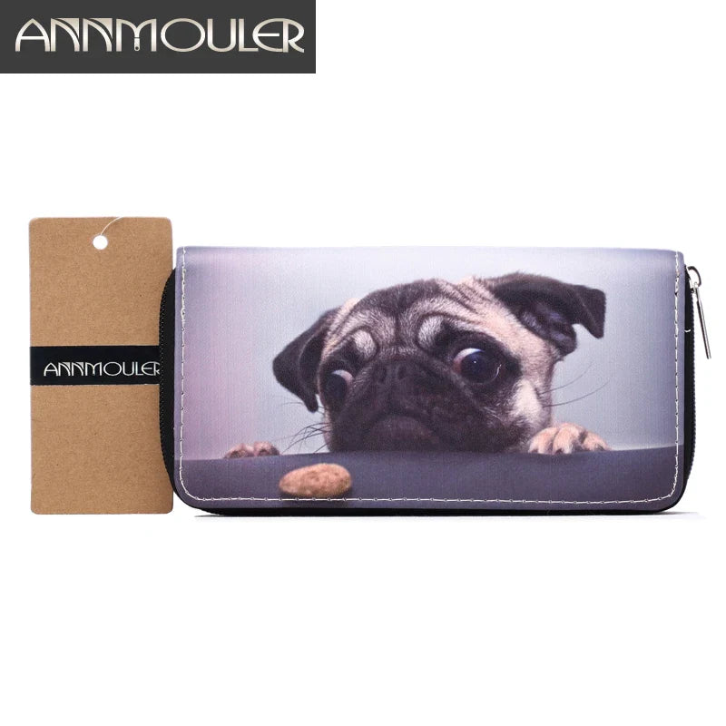 Femlion Dog Print Women's PU Leather Wallet: Stylish Long Coin Purse & Card Holder