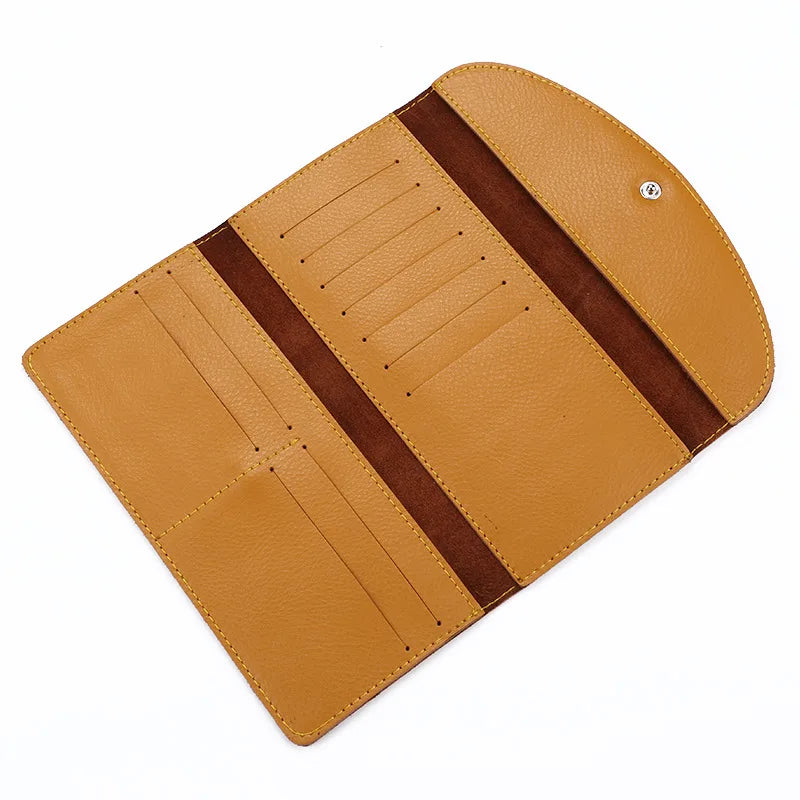 Femlion Genuine Leather Luxury Long Wallet for Men & Women