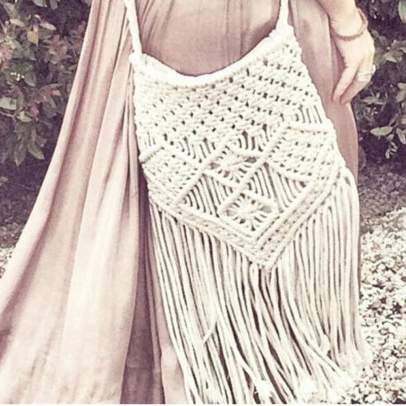 Femlion Woven Rattan Beach Bag with Tassel Detail - Summer Shoulder Boho Bag