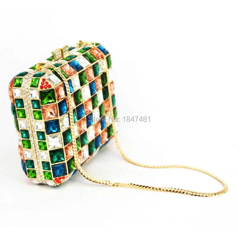 Femlion Latticed Rhinestone Evening Clutch Bag for Prom Party, Wedding - SC430