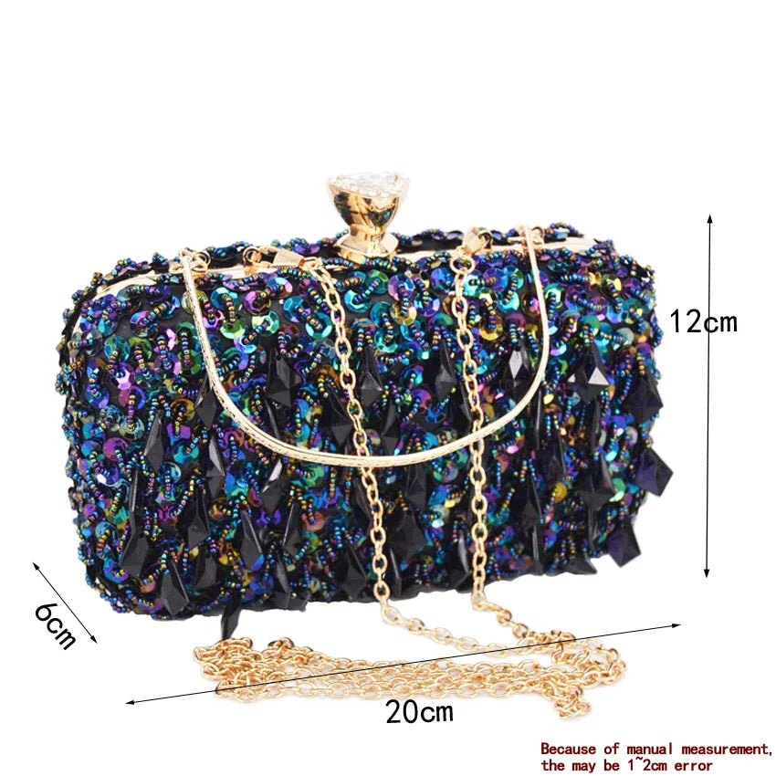 Femlion Sequin beaded Clutch: Elegant Party Purse & Evening Bag for Women