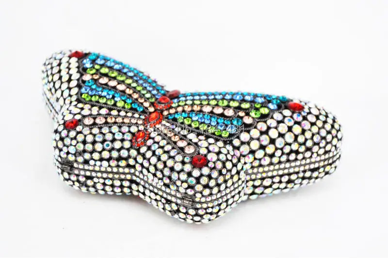 Femlion Crystal Butterfly Clutch Bag with Diamond Detail Party Prom Purse