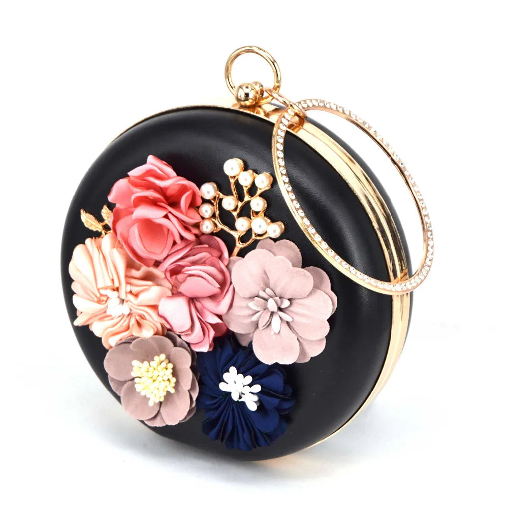 Femlion Roundness Clutch Bag | Lady Flower Wedding Party Purse | Evening Clutches Wristlets