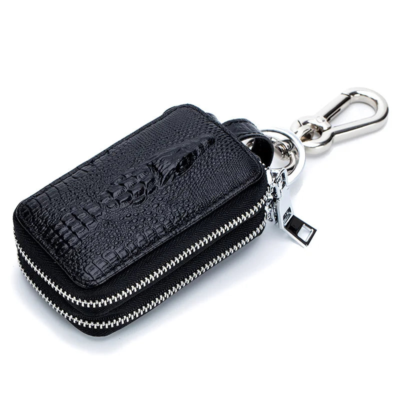 Femlion Crocodile Pattern Genuine Leather Men's Key Wallet Organizer