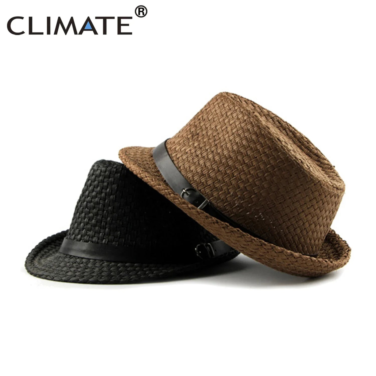 Femlion Summer Straw Fedora Hat for Men Cool Solid Paper Cap