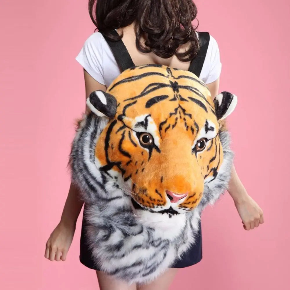 Femlion White Tiger Head Backpack - Fashion Knapsack and Lion Bag