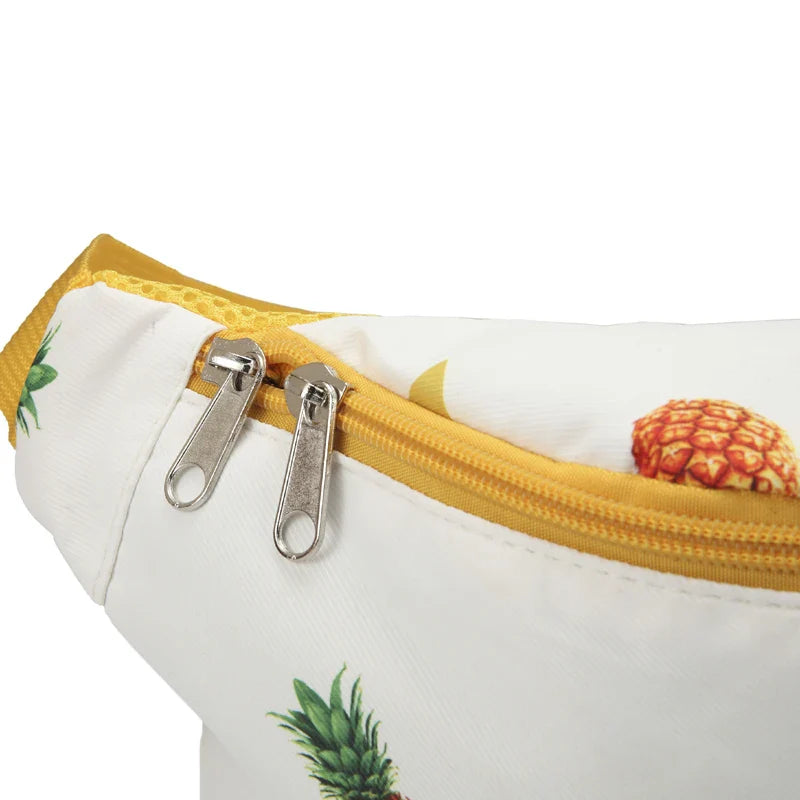 Femlion Pineapple Print Waist Pack for Women - Large Capacity Cotton Fanny Pack