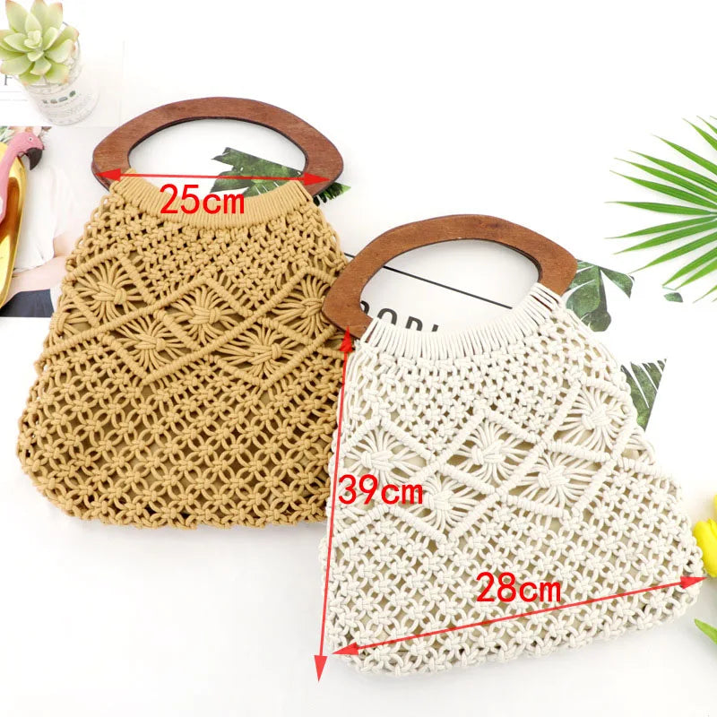 Femlion Handwoven Straw Bag: Stylish Portable Beach Handbag