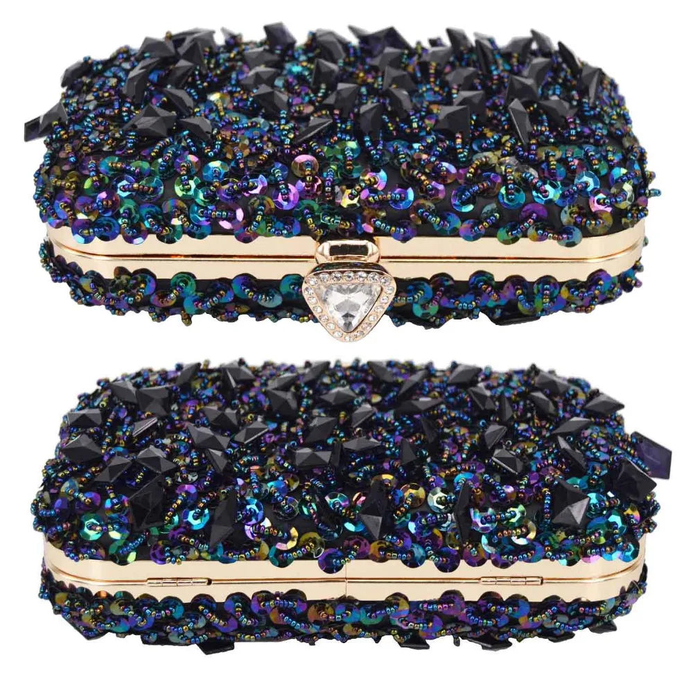 Femlion Sequin beaded Clutch: Elegant Party Purse & Evening Bag for Women