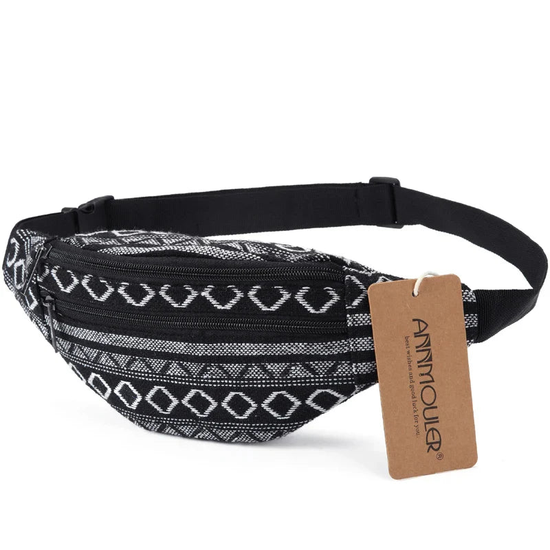 Femlion Bohemian Style Fanny Pack with 2 Pockets in 8 Colors