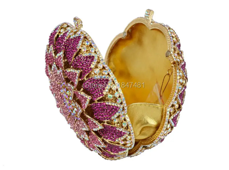 Femlion Pink Crystal Flower Evening Clutch - SC202-B