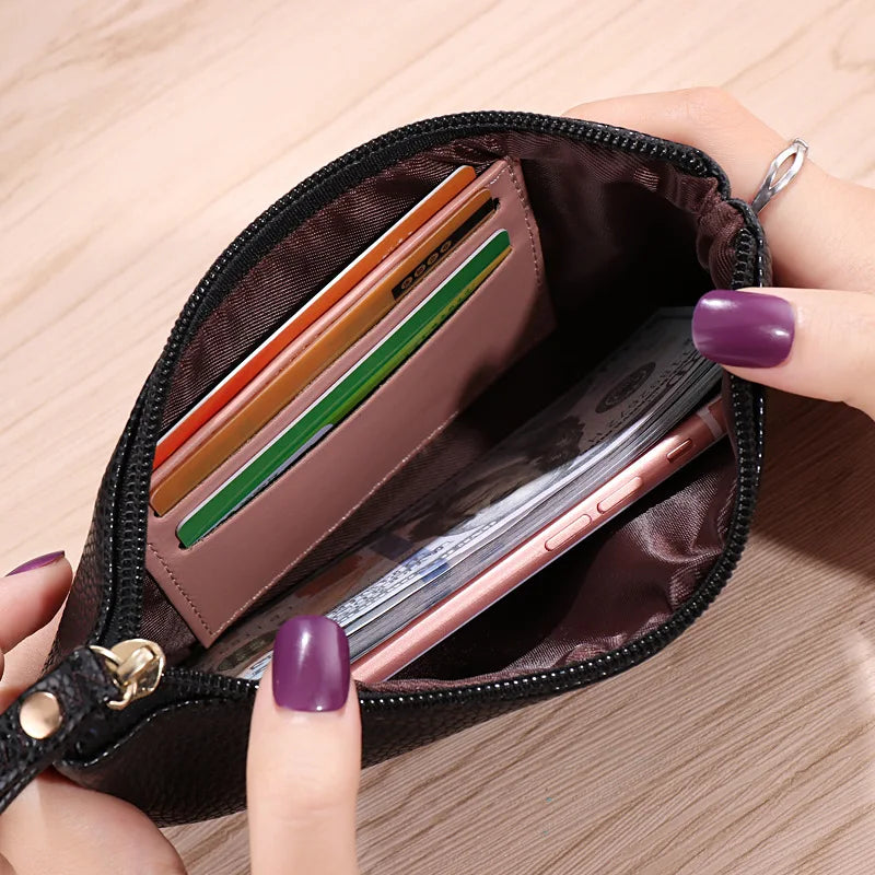 Femlion Litchi PU Leather Long Wallet with Phone Pocket and Card Holder