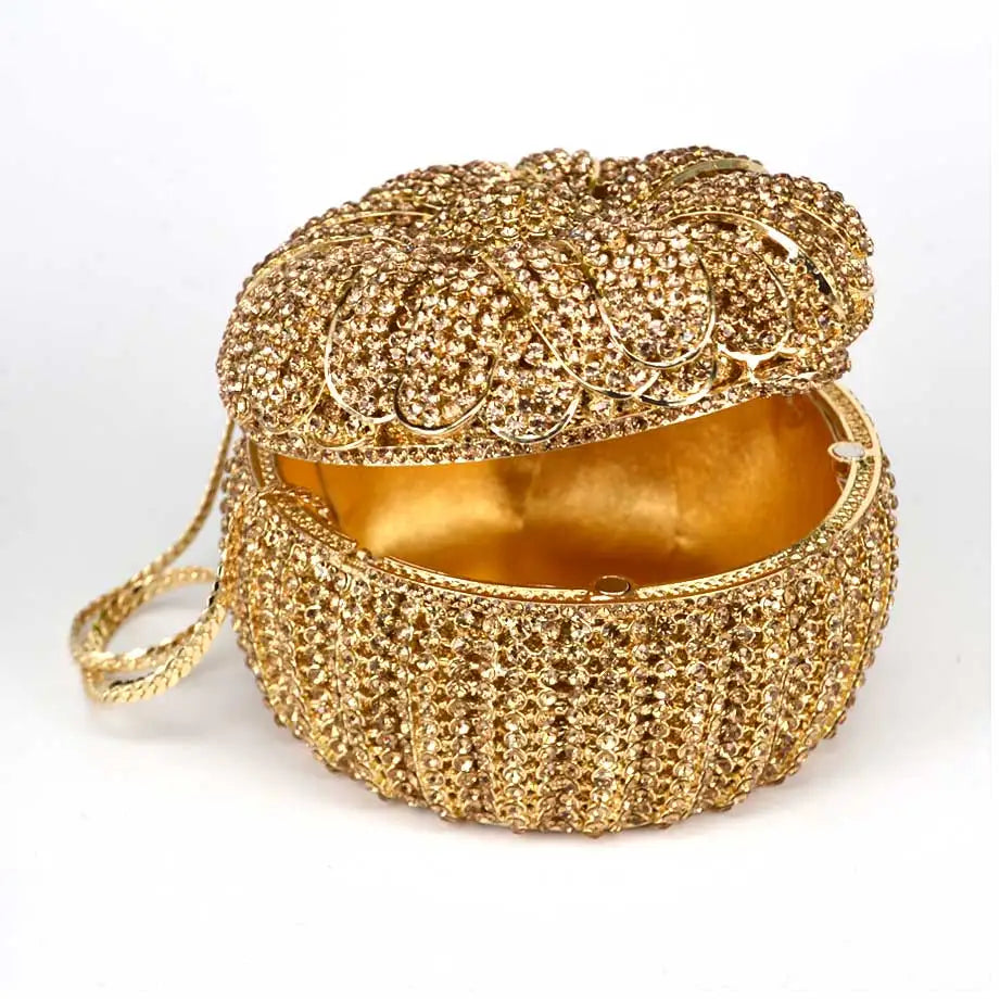 Femlion Gold Crystal Evening Bag: Elegant Cake Diamond Clutch Purse for Women's Banquets