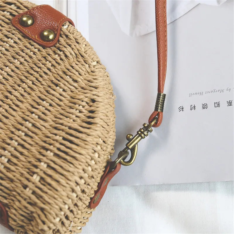 Femlion Straw Weave Mini Messenger Bag Korean Style Crossbody Harajuku Shoulder Bag