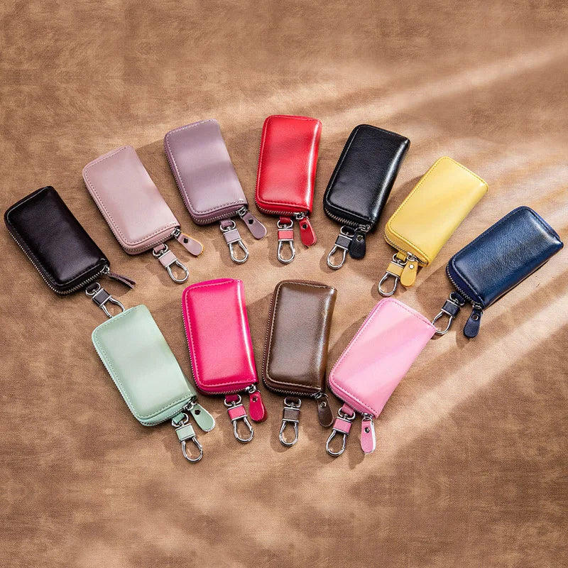 Femlion Leather Key Holder Mini Wallet Bag Purse Car Key Organizer