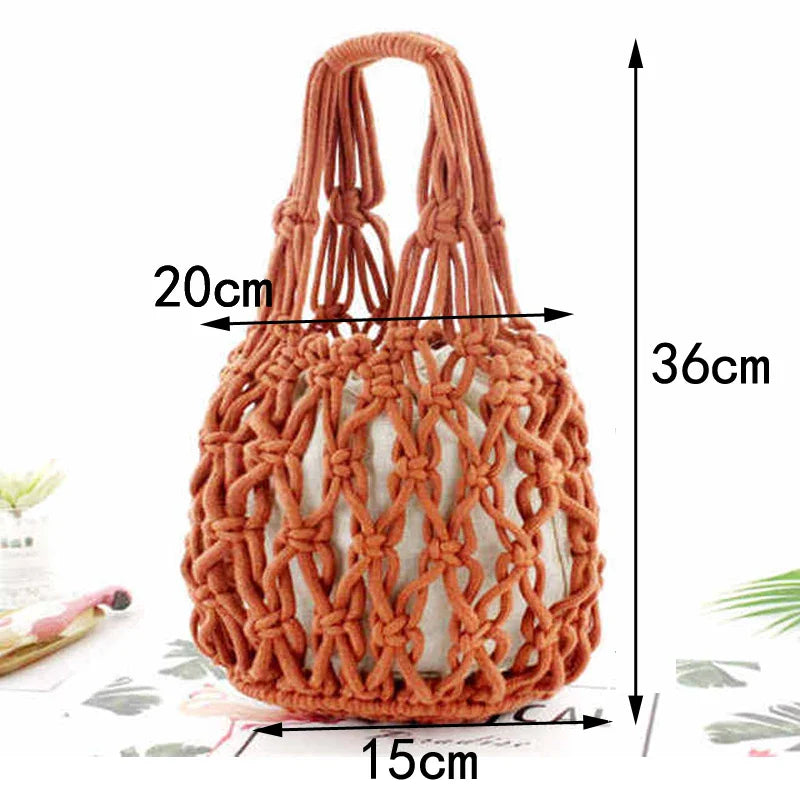 Femlion Cotton Woven Straw Bag - Stylish and Durable Handbag for Beach and Casual Outings