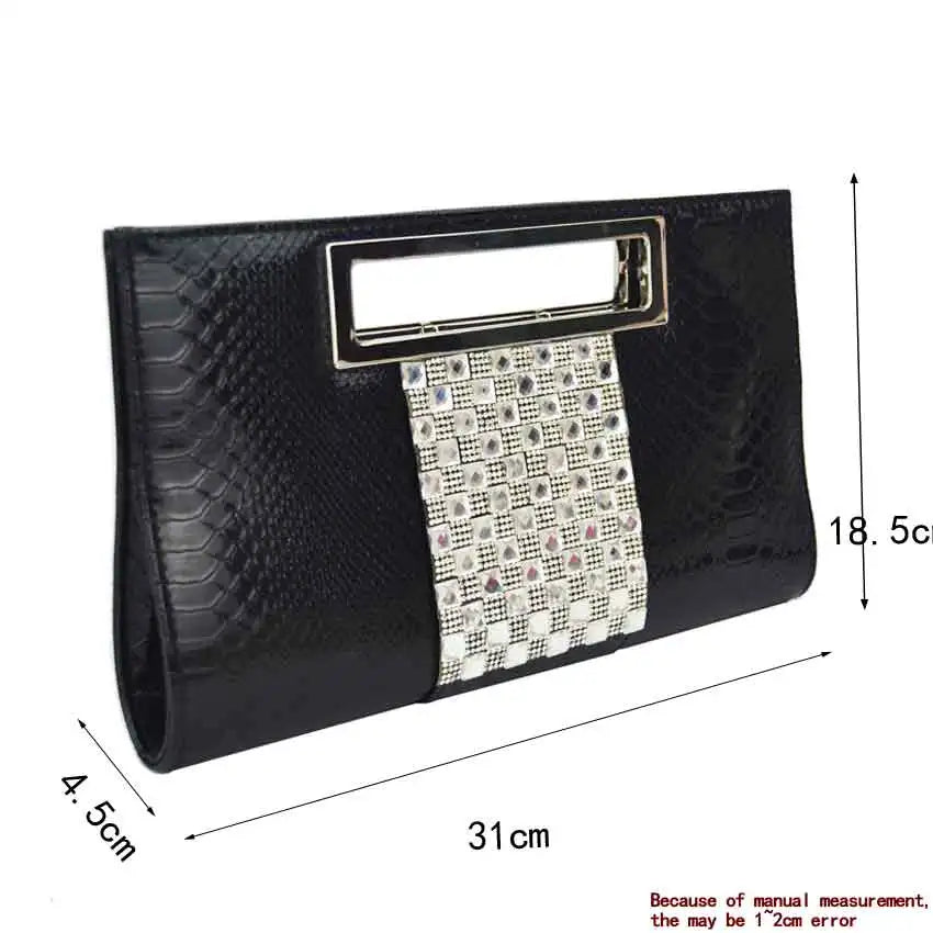 Femlion Crystal Wristlet Evening Bag with Chain Strap and Pearlite Layer