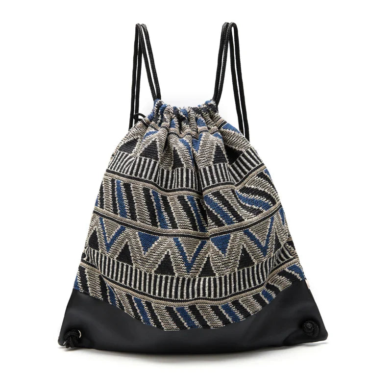 Femlion Tribal Drawstring Backpack: Bohemian Rucksack Bag, High Quality Shoulder Bag