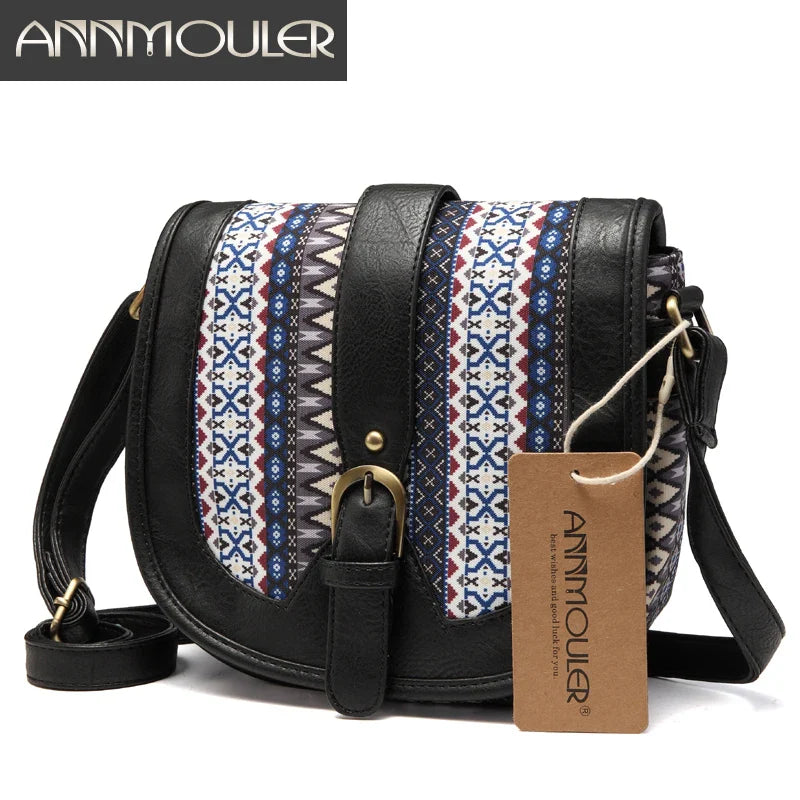 Femlion Vintage Bohemian Shoulder Bag Crossbody Patchwork Messenger Lady Small Bag