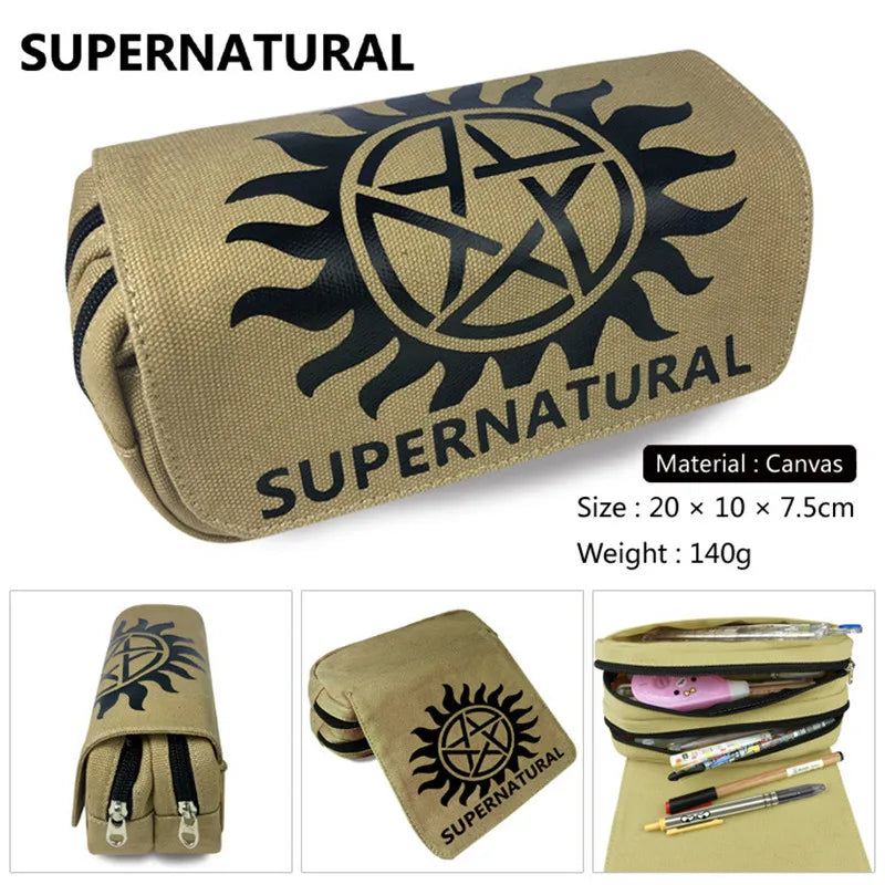 Femlion Supernatural Pencil Case & Wallet Bag for Students, Boys, and Girls