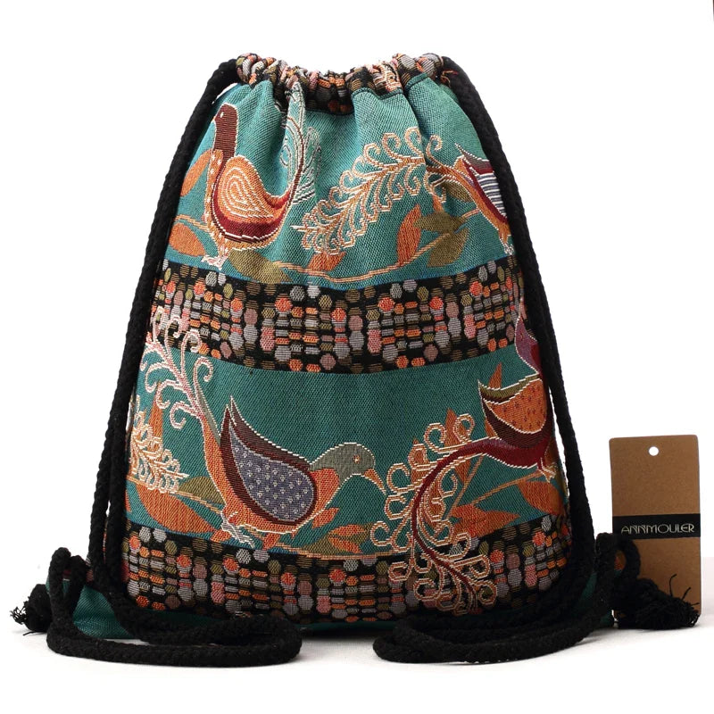 Femlion Vintage Canvas Backpack Bohemian Style Shoulder Bag Travel Organizer