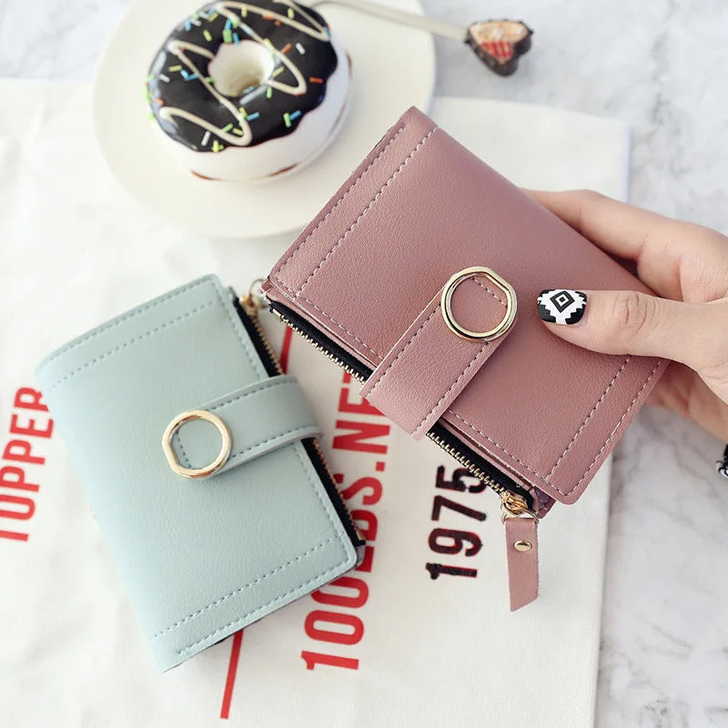 Femlion Circular Hasp Mini Wallet: Small Coin Purse & Card Holder for Women