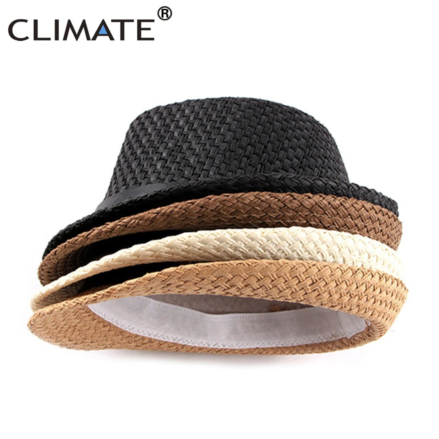 Femlion Summer Straw Fedora Hat for Men Cool Solid Paper Cap