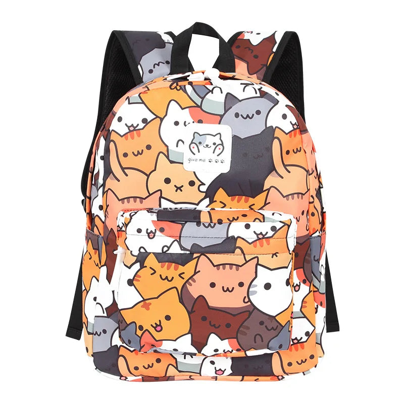 Femlion Neko Atsume Cat Backpack for School and Travel