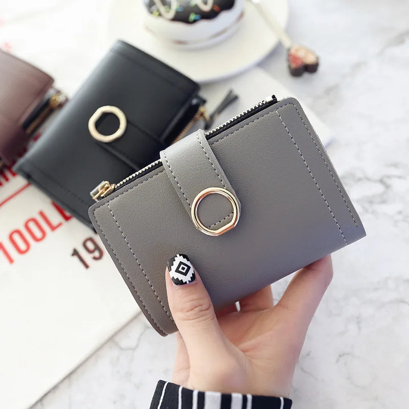 Femlion Circular Hasp Mini Wallet: Small Coin Purse & Card Holder for Women