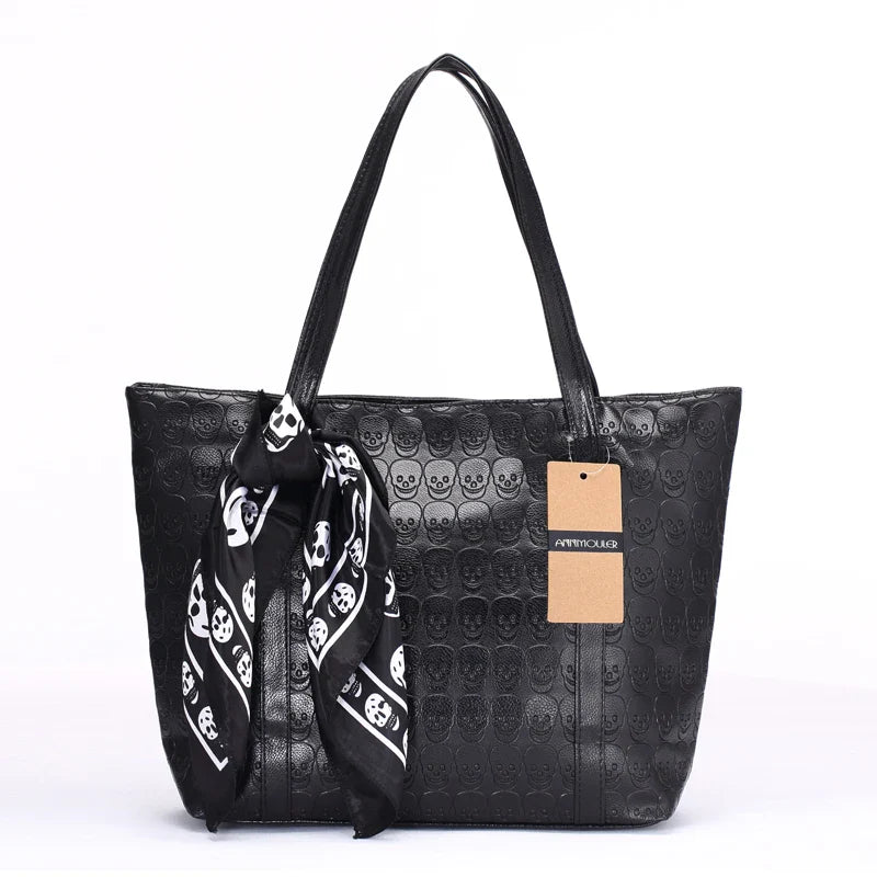 Femlion Skull Print Pu Leather Shoulder Bag for Stylish Women