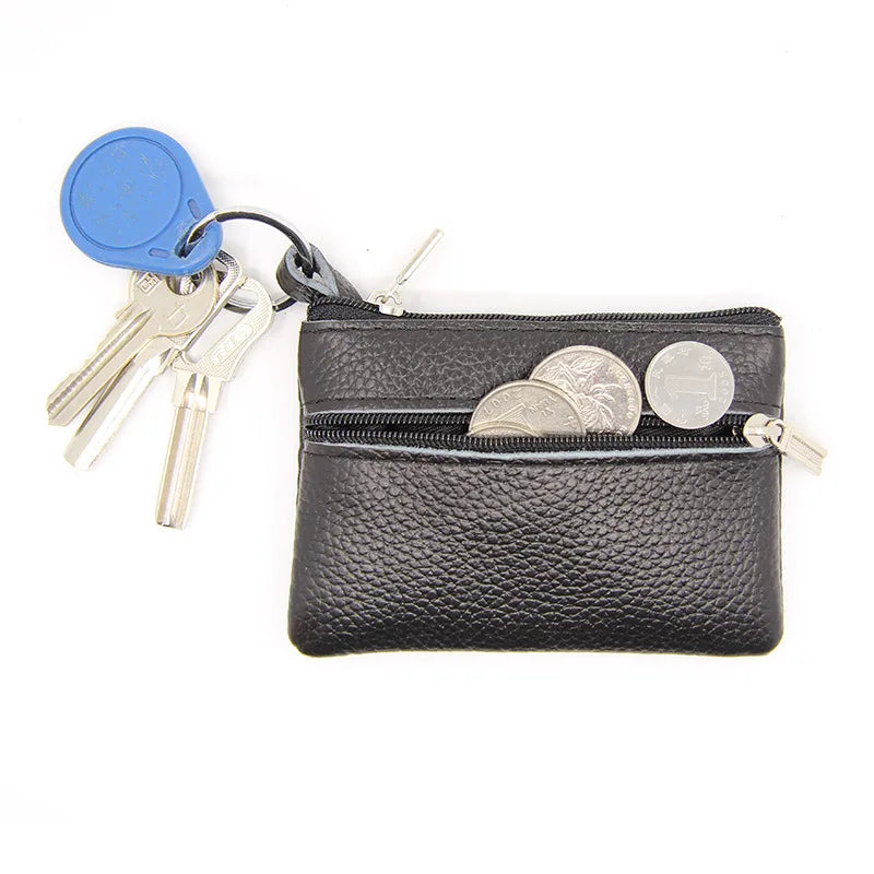 Femlion Leather Coin Purse Keychain Wallet for Men and Women