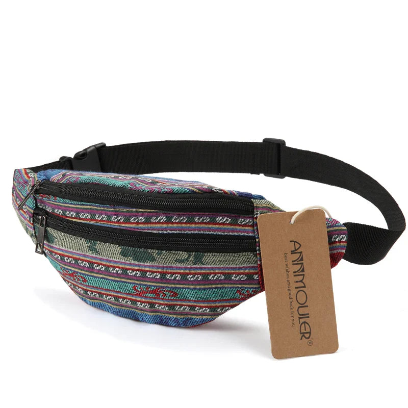 Femlion Bohemian Style Fanny Pack with 2 Pockets in 8 Colors