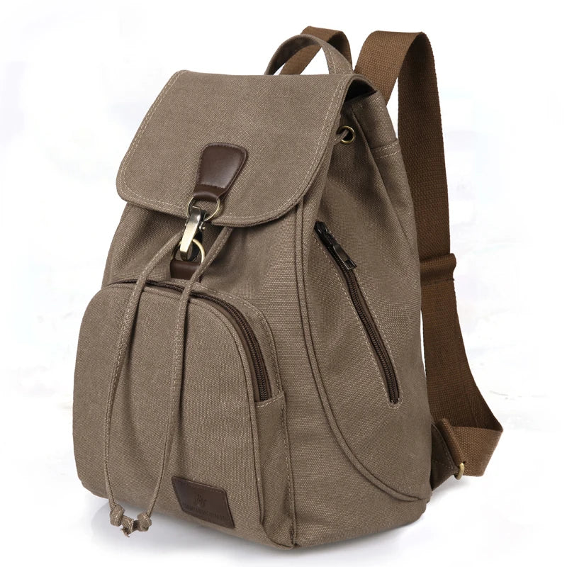 Femlion Vintage Canvas Backpack: Stylish Drawstring School Bag for Girls