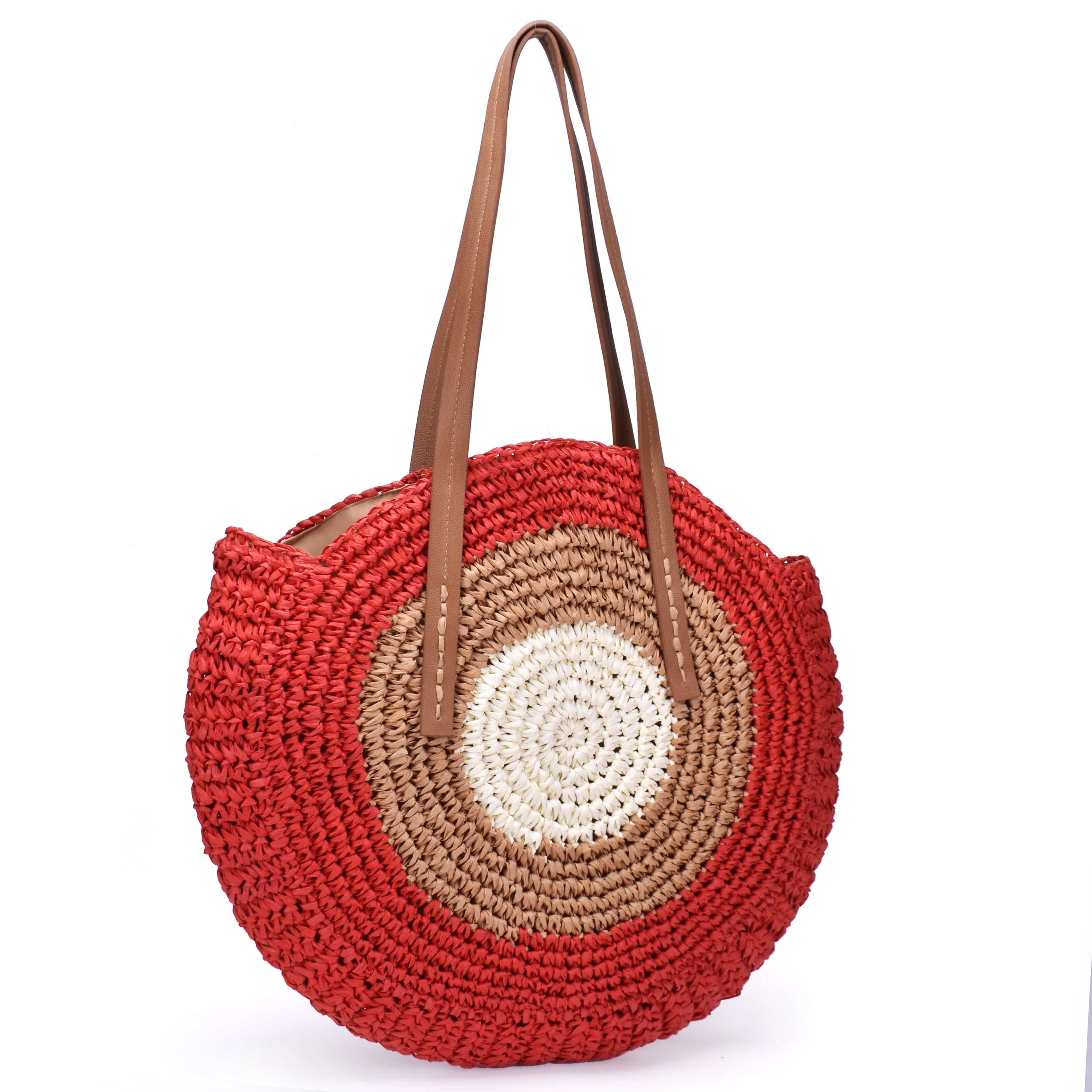 Femlion Vintage Straw Shoulder Bag Beach Travel Handbag