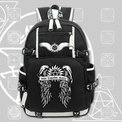 Femlion Supernatural Backpack: Durable School Laptop Bag with Zipper for Students